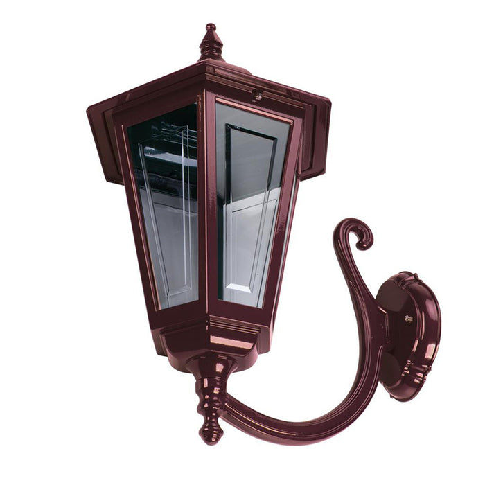 Buy Outdoor Wall Lanterns Australia Turin Outdoor Wall Lantern Curved Up Bracket Burgundy Aluminium - 16135