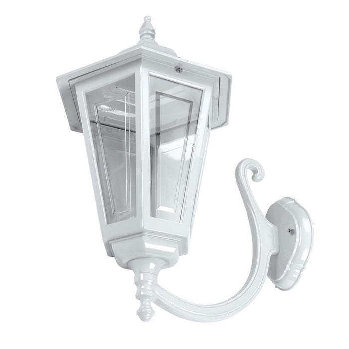 Buy Outdoor Wall Lanterns Australia Turin Outdoor Wall Lantern Curved Up Bracket White Aluminium - 16137