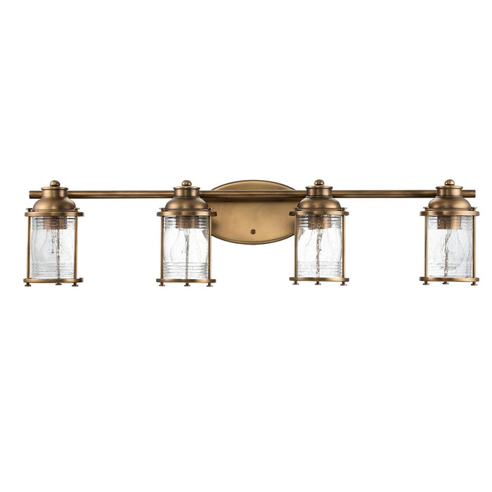 Ashland Bay Vanity 4 Light Natural Brass & Clear - QN-ASHLANDBAY4-NBR-BATH