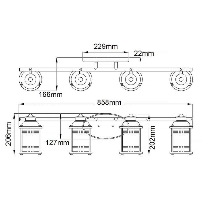 Ashland Bay Vanity 4 Light Polished Chrome & Clear - QN-ASHLANDBAY4-PC-BATH