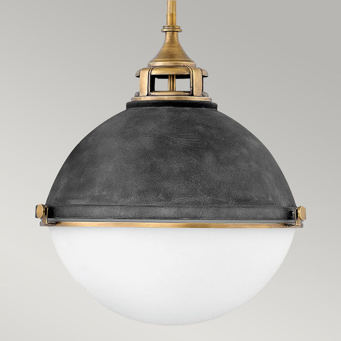 Fletcher 3 Light Pendant Aged Zinc & Heritage Brass - QN-FLETCHER-P-L-AZ