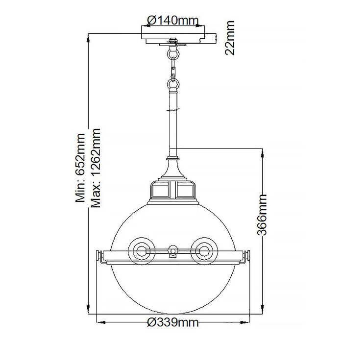 Fletcher 2 Light Pendant Aged Zinc & Heritage Brass - QN-FLETCHER-P-M-AZ