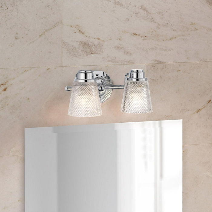 Hudson 2 Light Vanity Light Polished Chrome or Clear - QN-HUDSON2-BATH