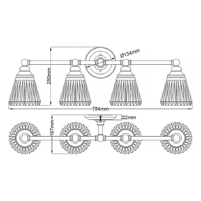 Keynes Vanity 4 Light Polished Chrome - QN-KEYNES4-BATH