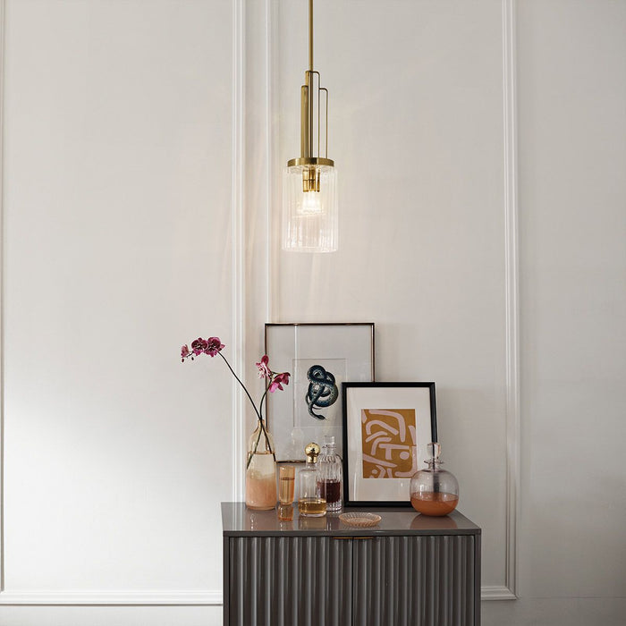 Kimrose 1 Light Mini Pendant Brushed Natural Brass - QN-KIMROSE-MP-BNB