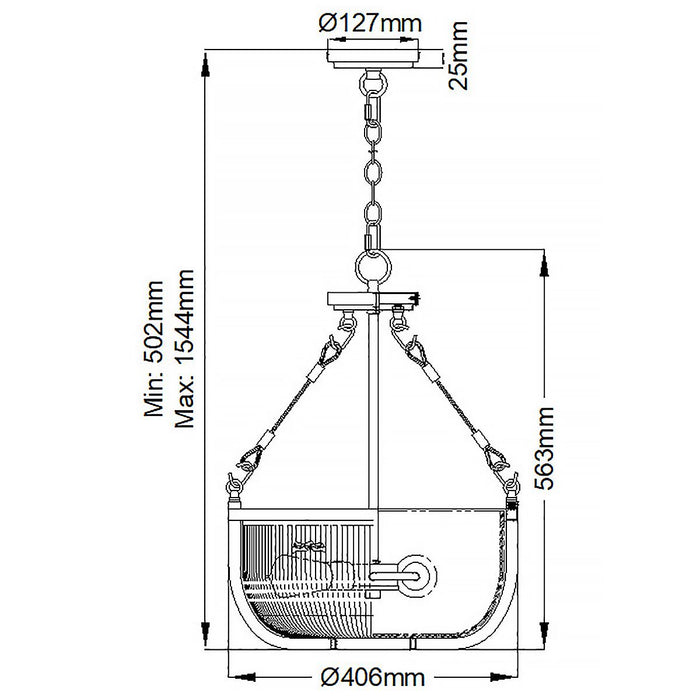 Roux 3 Light Pendant Natural Brass or Clear - QN-ROUX3-NBR