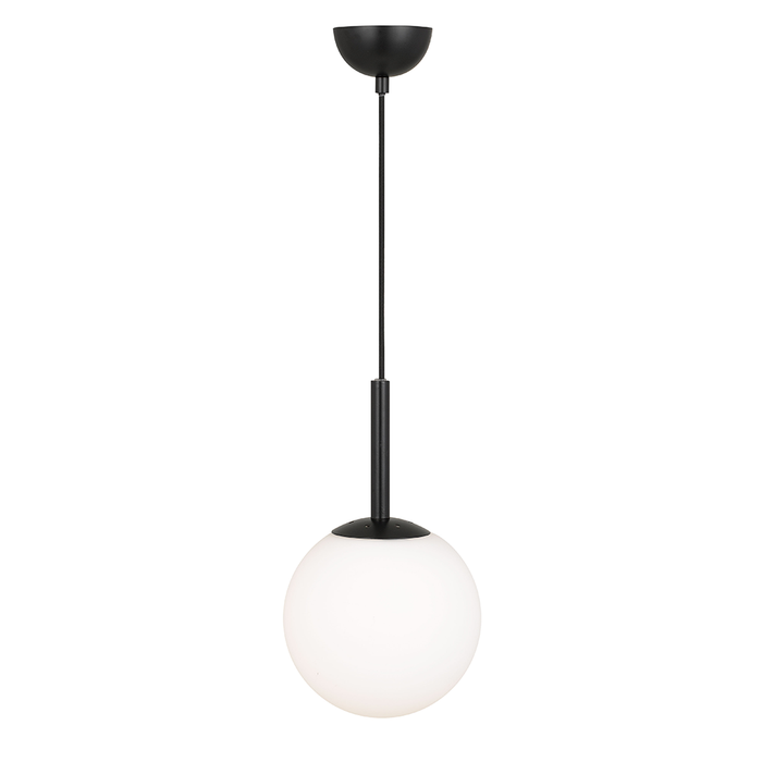 Buy Pendant Lights Australia Bally 1 Light Pendant 200mm Black, Opal Matt - BALLY PE 08-BKOM