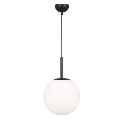 Buy Pendant Lights Australia Bally 1 Light Pendant 250mm Black, Opal Matt - BALLY PE 10-BKOM