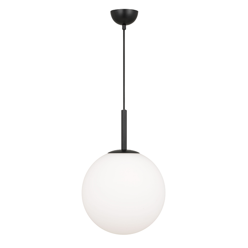 Buy Pendant Lights Australia Bally 1 Light Pendant 300mm Black, Opal Matt - BALLY PE 12-BKOM