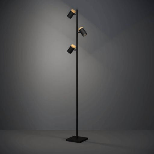 Buy Floor Lamps Australia Cartagena Floor Lamp 3 Lights Black Steel Brown Wood 4000K - 390071N