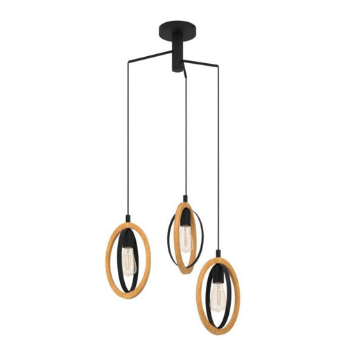 Buy Pendant Lights Australia BASILDON Pendant 3 Lights W615mm Black / Brown Steel - 43463N