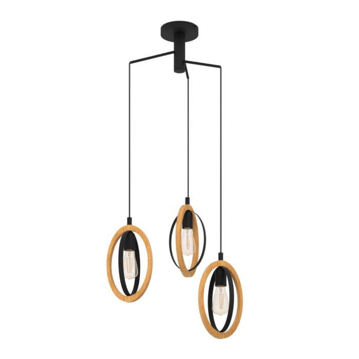 Buy Pendant Lights Australia BASILDON Pendant 3 Lights W615mm Black / Brown Steel - 43463N