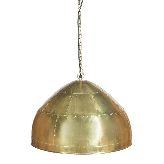 Buy Pendant Lights Australia P51 Medium 1 Light Iron Riveted Dome Pendant Antique Brass - ZAF10168BR