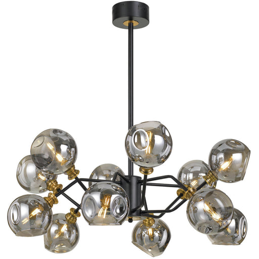 Buy Pendant Lights Australia Annabel 12 Light Pendant Black & Antique Brass, Smoke - ANNABEL PE12-BK