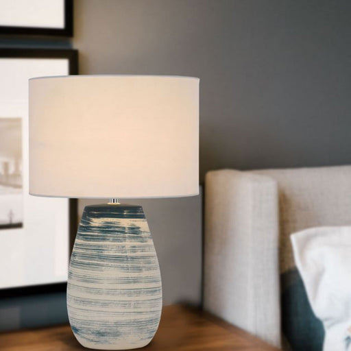 Buy Table Lamps Australia Batik Table Lamp Blue Ceramic / White Fabric - BATIK TL-BLWH
