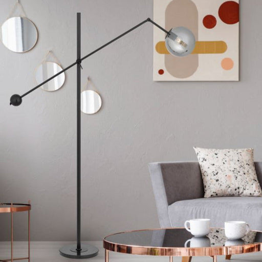 Buy Floor Lamps Australia Kemi Floor Lamp Black Marble Iron Smoke Glass - KEMI FL-BKSM