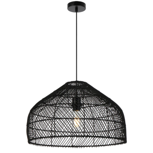 Buy Pendant Lights Australia Frya Pendant Light W500mm Matt Black Iron / Rattan - FRYA PE50-BK