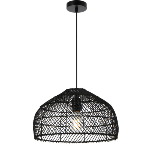 Buy Pendant Lights Australia Frya Pendant Light W400mm Matt Black Iron / Rattan - FRYA PE40-BK