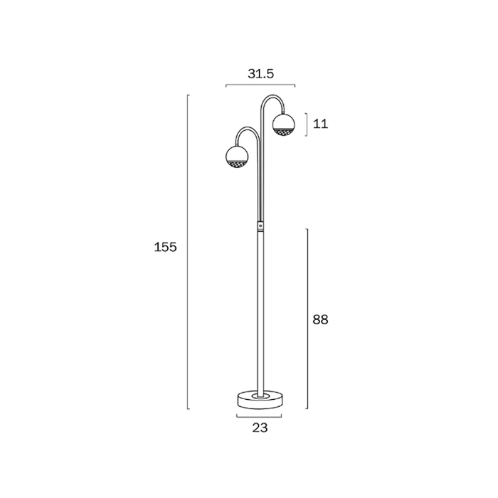 Buy Floor Lamps Australia Oneta Floor Lamp 2 Lights Black Matt Iron Clear Acrylic - ONETA FL2-BKCL