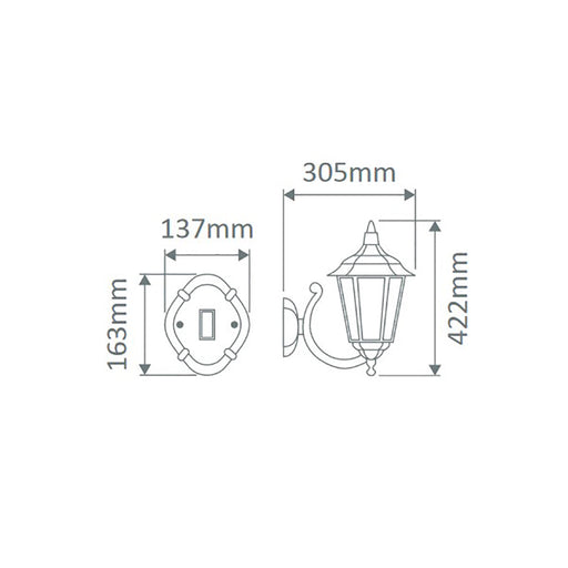 Buy Outdoor Wall Lanterns Australia Chester Outdoor Wall Lantern Up Bracket Black Aluminium - 14973