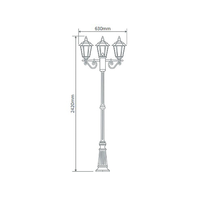 Buy Post Lights Australia Chester Post 3 Lights H2420mm Burgundy Aluminium - 15028
