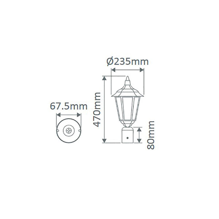 Buy Post Tops Australia Chester Post Top H470mm Black Aluminium - 15033
