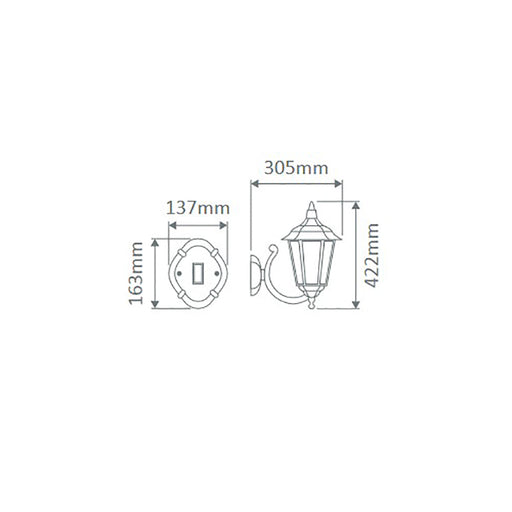 Buy Outdoor Wall Lanterns Australia Chester Outdoor Wall Lantern Up Bracket H422mm Green Aluminium - 15041