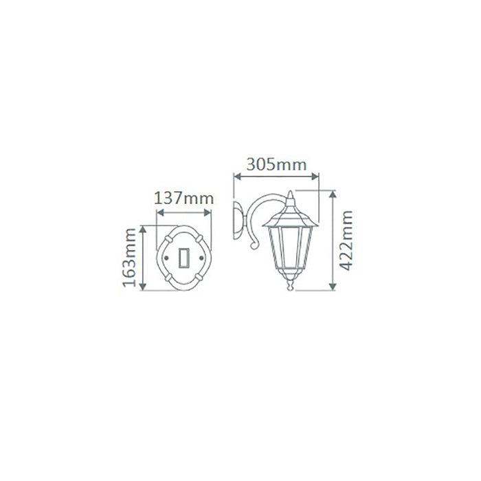 Buy Outdoor Wall Lanterns Australia Chester Outdoor Wall Lantern Down Bracket H422mm Burgundy Aluminium - 15046