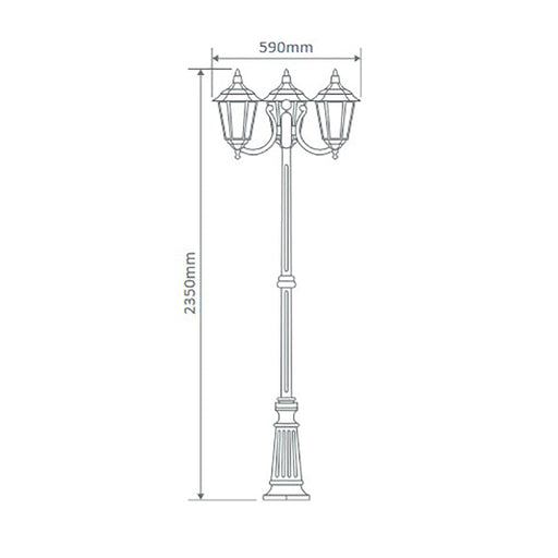 Buy Post Lights Australia Chester Post 3 Lights H2350mm Burgundy Aluminium - 15058