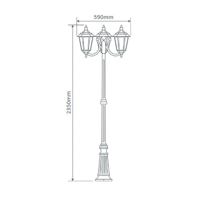 Buy Post Lights Australia Chester Post 3 Lights H2350mm Burgundy Aluminium - 15058