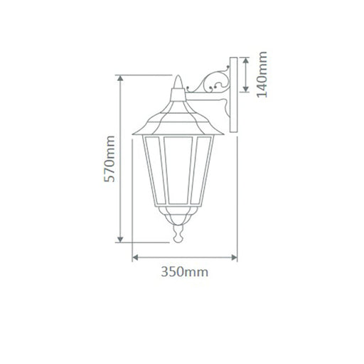 Buy Outdoor Wall Lanterns Australia Chester Outdoor Wall Lantern Down Bracket H575mm Beige Aluminium - 15068
