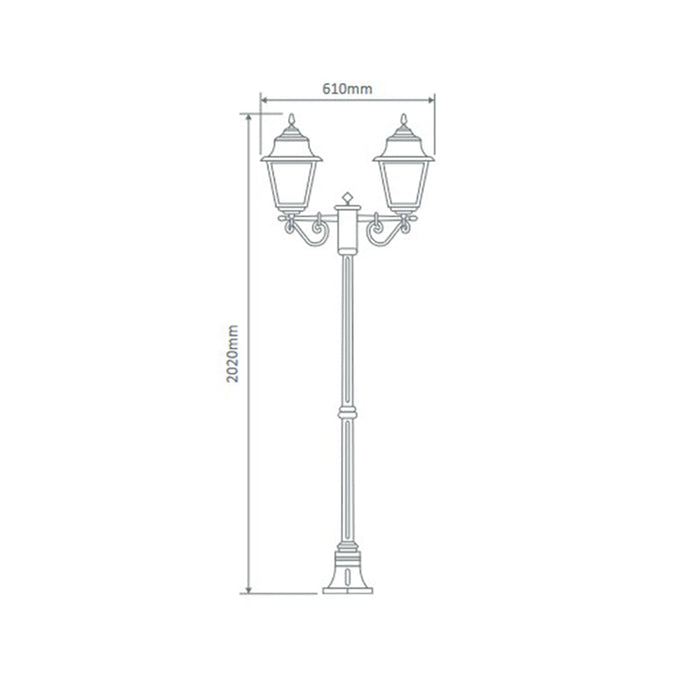 Buy Post Lights Australia Paris Post 2 Lights H2020mm Burgundy Aluminium - 15154