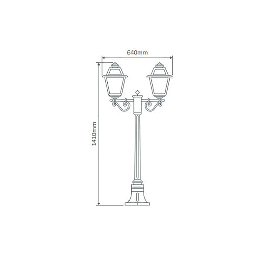 Buy Post Lights Australia Avignon Post 2 Lights H1410mm Green Aluminium - 15221