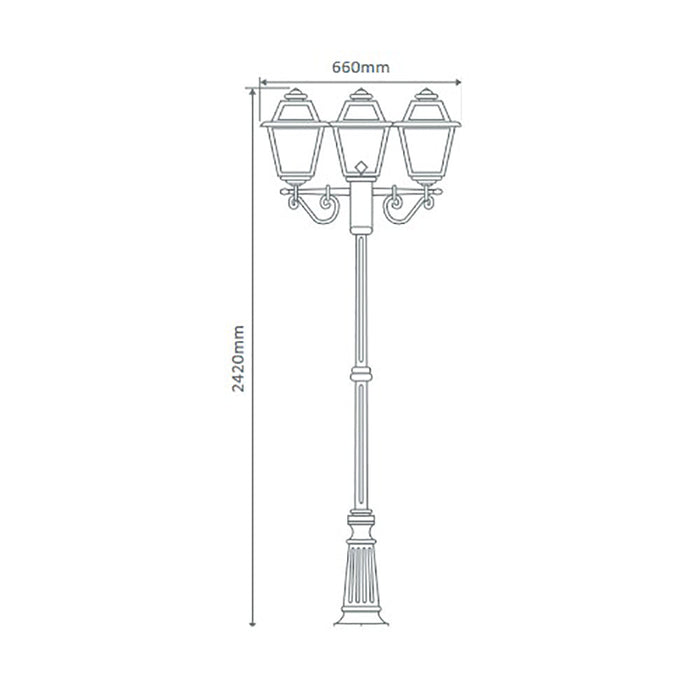 Buy Post Lights Australia Avignon Post 3 Lights H2420mm Beige Aluminium - 15248