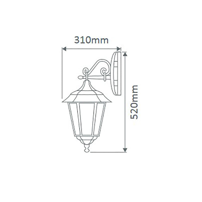 Buy Outdoor Wall Lanterns Australia Turin Outdoor Wall Lantern Down Bracket H520mm Beige Aluminium - 15422
