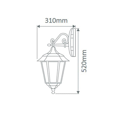 Buy Outdoor Wall Lanterns Australia Turin Outdoor Wall Lantern Down Bracket H520mm Beige Aluminium - 15488