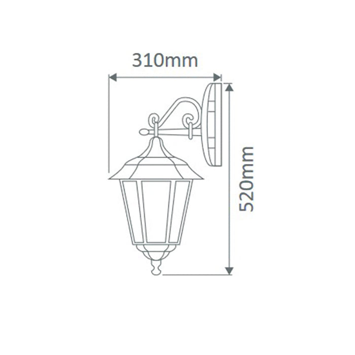Buy Outdoor Wall Lanterns Australia Turin Outdoor Wall Lantern Down Bracket H520mm Beige Aluminium - 15488
