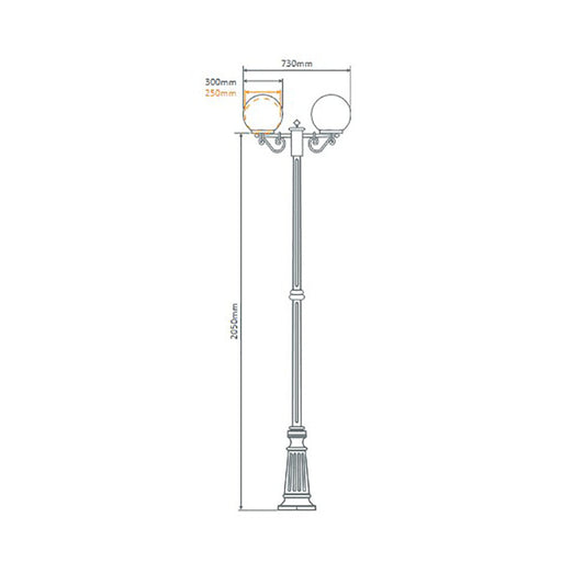 Buy Post Lights Australia Siena Post 2 Lights H2350mm W300mm Beige Aluminium - 15620