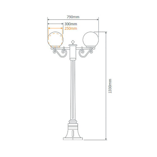 Buy Post Lights Australia Siena Post 2 Lights H1330mm W300mm White Aluminium - 15649
