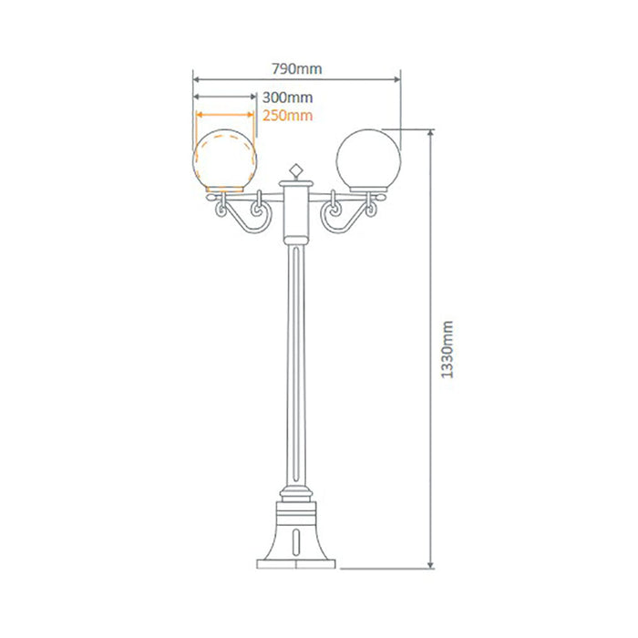 Buy Post Lights Australia Siena Post 2 Lights H1330mm W300mm White Aluminium - 15649