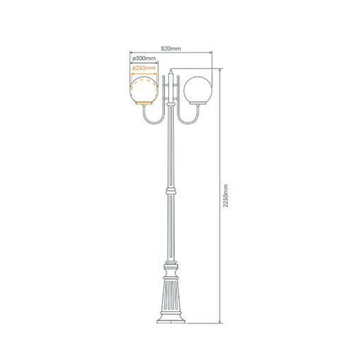 Buy Post Lights Australia Lisbon Post 2 Lights Up Bracket H2250mm W300mm Green Aluminium - 15743