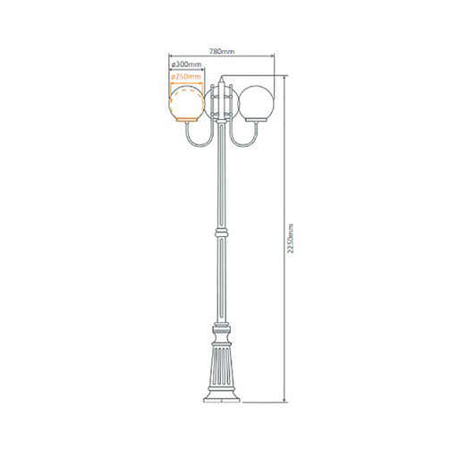 Buy Post Lights Australia Lisbon Post 3 Lights Up Bracket H2250mm W250mm Burgundy Aluminium - 15760