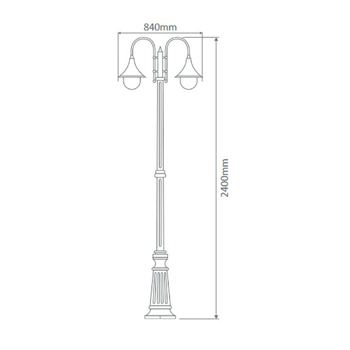Buy Post Lights Australia Monaco Post 2 Lights H2400mm Black Aluminium - 15849