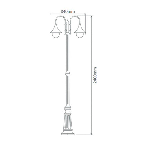 Buy Post Lights Australia Monaco Post 2 Lights H2400mm Beige Aluminium - 15848