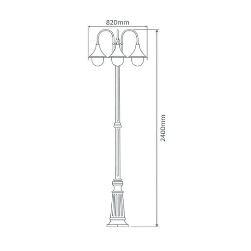 Buy Post Lights Australia Monaco Post 3 Lights H2400mm White Aluminium - 15859