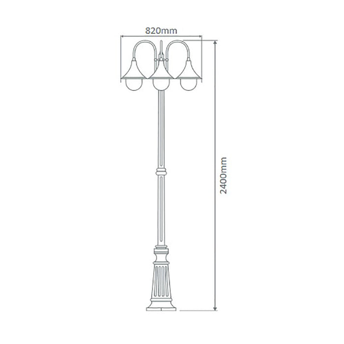 Buy Post Lights Australia Monaco Post 3 Lights H2400mm White Aluminium - 15859