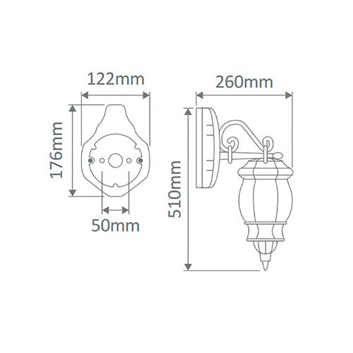 Buy Outdoor Wall Lanterns Australia Vienna Outdoor Wall Lantern Down Bracket H510mm Beige Aluminium - 15890