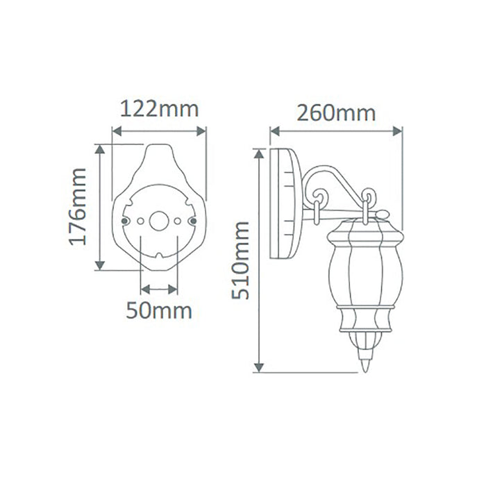 Buy Outdoor Wall Lanterns Australia Vienna Outdoor Wall Lantern Down Bracket H510mm Beige Aluminium - 15890