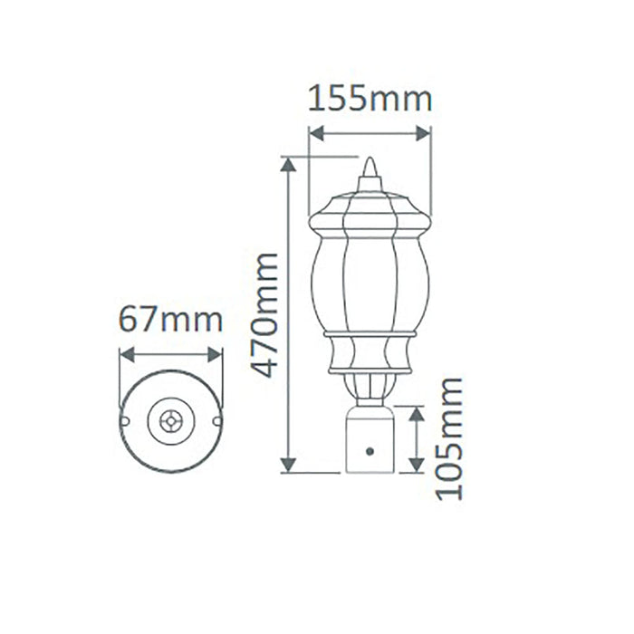 Buy Post Tops Australia Vienna Post Top Black Aluminium - 15951