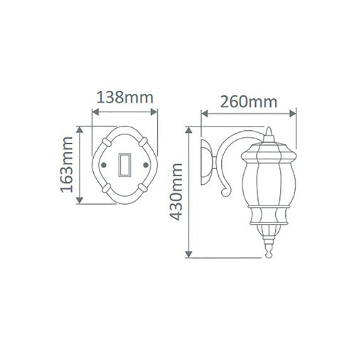 Buy Outdoor Wall Lanterns Australia Vienna Outdoor Wall Lantern Down Bracket H430mm Black Aluminium - 15963